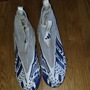 Blue and White Adidas Football Cleats